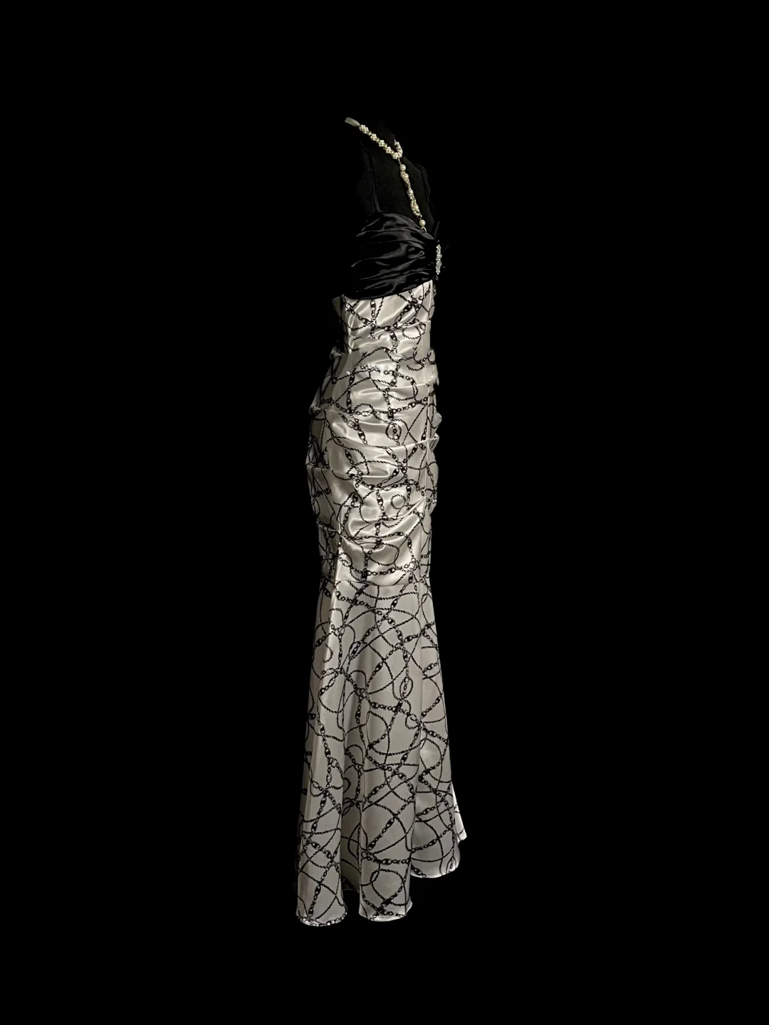 Vintage Mermaid Sweetheart Black Satin Long Prom Dresses Ruffles Evening Gowns Evening Dress DP936