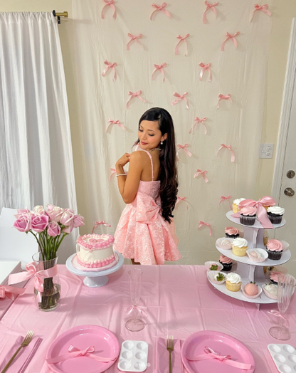 Cute A line Pink Spaghetti Straps Short Summer Lace Birthday Dress Hoco Dress Birthday Outfit 19th Birthday Mini Party Dresses DP966