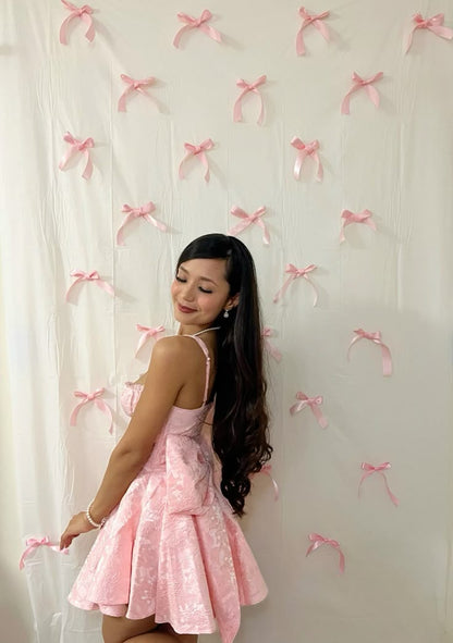 Cute A line Pink Spaghetti Straps Short Summer Lace Birthday Dress Hoco Dress Birthday Outfit 19th Birthday Mini Party Dresses DP966