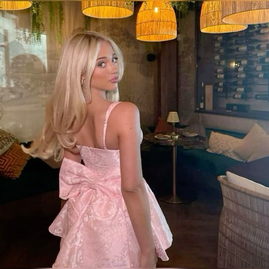 Cute A line Pink Spaghetti Straps Short Summer Lace Birthday Dress Hoco Dress Birthday Outfit 19th Birthday Mini Party Dresses DP969