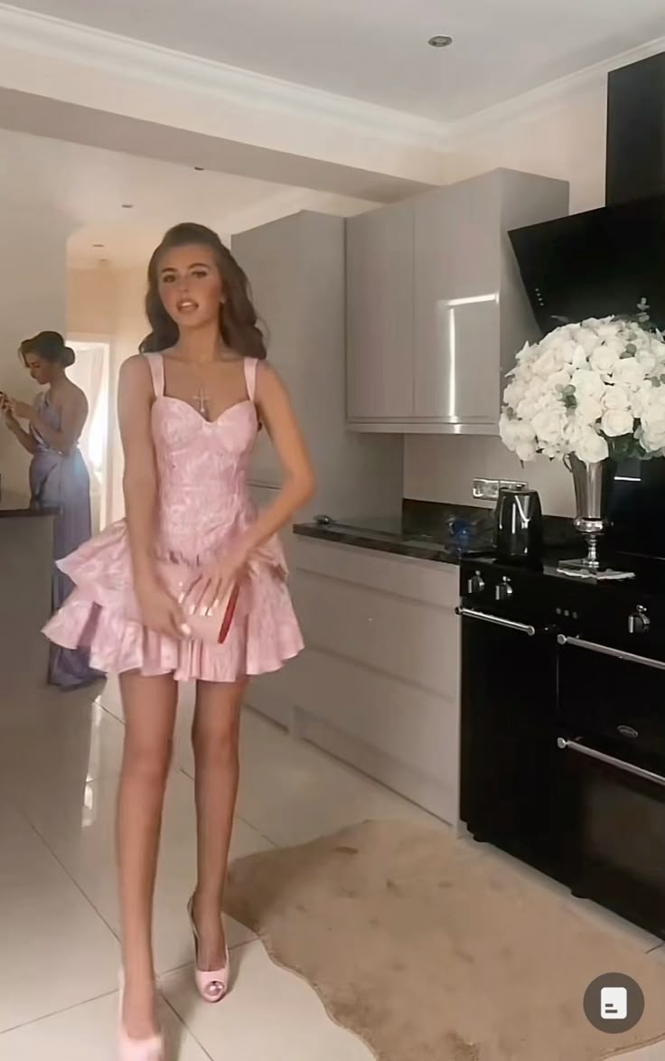 Cute A line Pink Straps Short Summer Birthday Dress Hoco Dress Birthday Outfit 19th Birthday Mini Party Dresses DP985