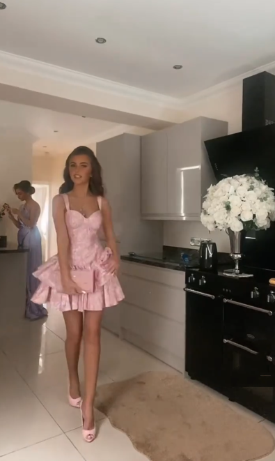 Cute A line Pink Straps Short Summer Birthday Dress Hoco Dress Birthday Outfit 19th Birthday Mini Party Dresses DP985