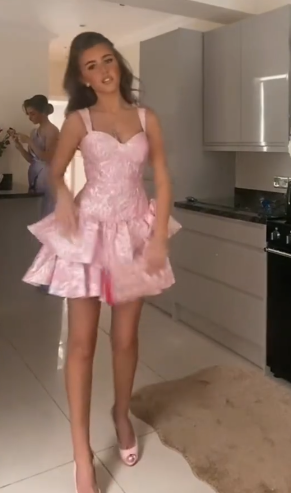 Cute A line Pink Straps Short Summer Birthday Dress Hoco Dress Birthday Outfit 19th Birthday Mini Party Dresses DP985