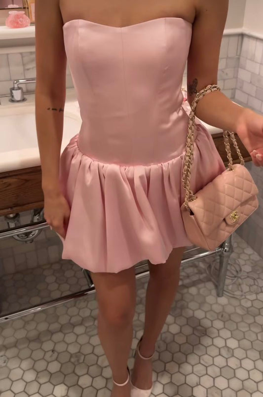 Cute A line Pink Sweetheart Short Summer Birthday Dress Hoco Dress Birthday Outfit 19th Birthday Mini Party Dresses DP986