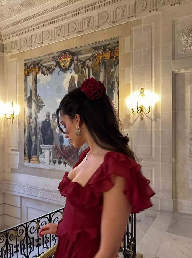 Burgundy A Line Straps Ruffle Chiffon Satin Prom Dress Evening Dress SH2258