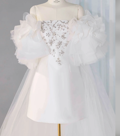 Classy Strapless White A Line Homecoming Dress Mini Party Dress S303