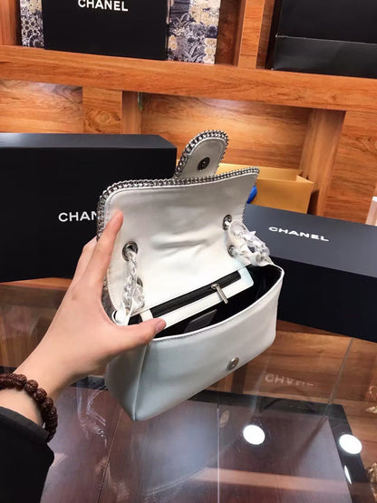 CHANEL Lambskin Mini Madison Flap White