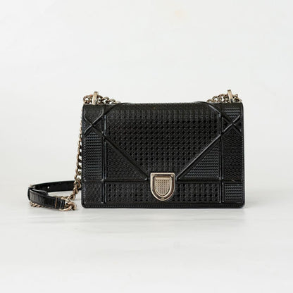 Dior Black Micro Cannage Diorama Medium Handbag