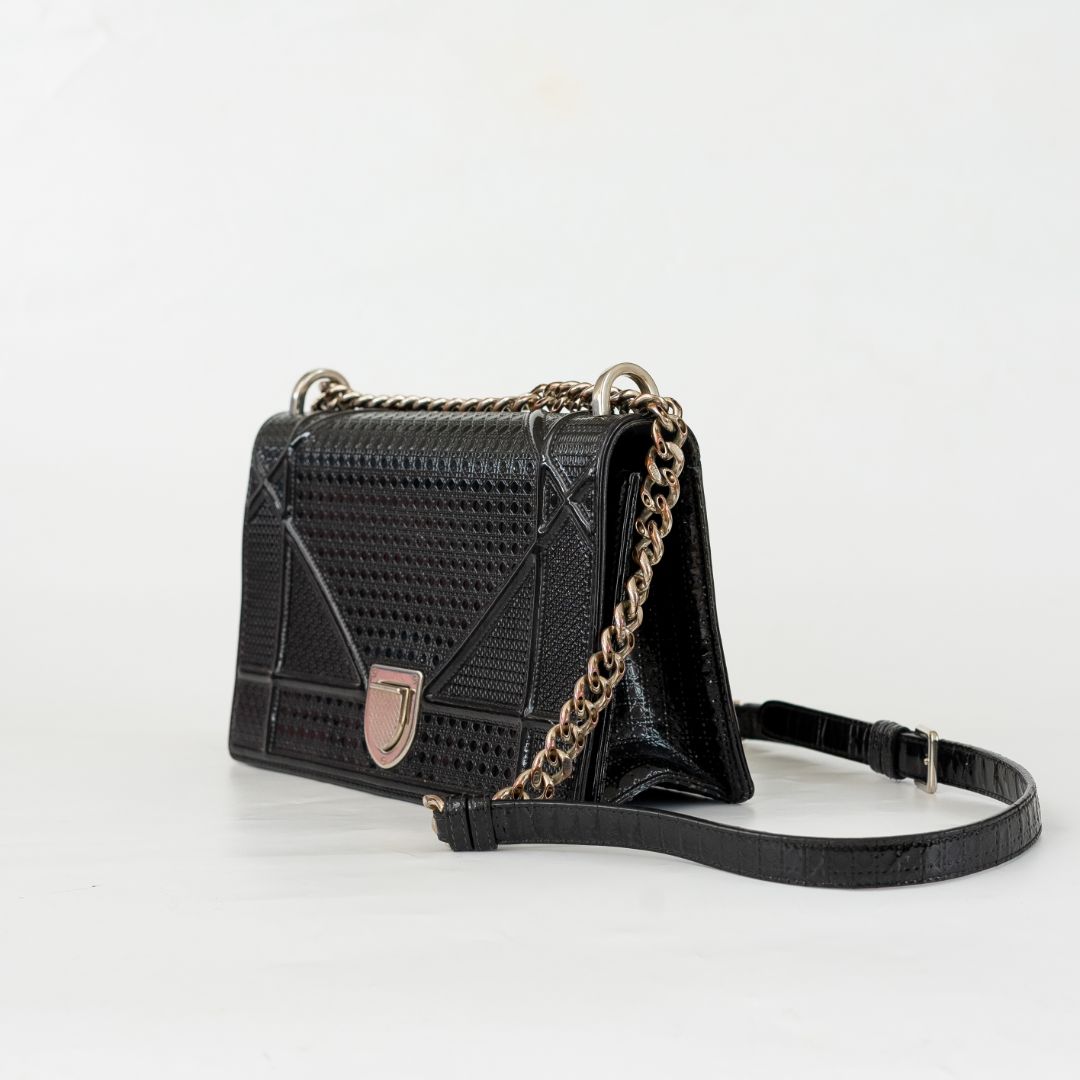 Dior Black Micro Cannage Diorama Medium Handbag