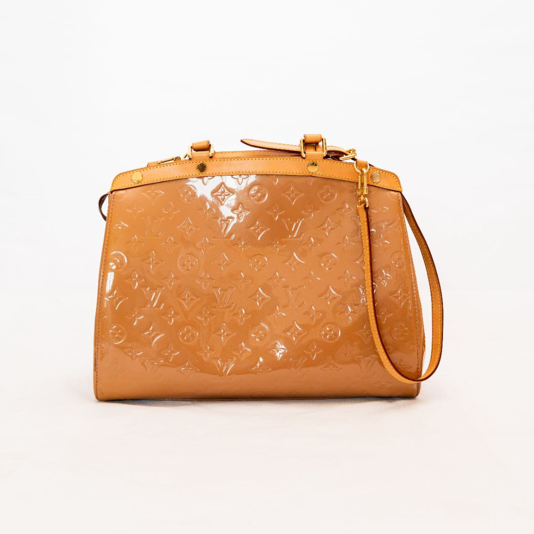 Louis Vuitton Beige Patent Leather GM Brea Bag