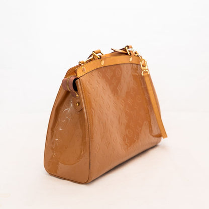 Louis Vuitton Beige Patent Leather GM Brea Bag