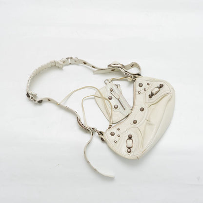 Balenciaga White Leather XS Le Cagole Shoulder Bag
