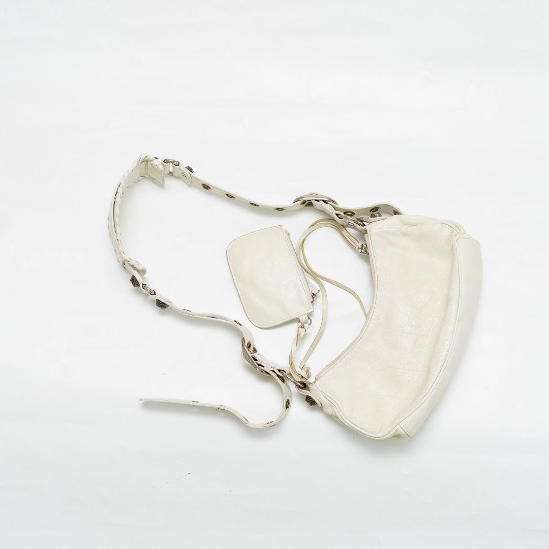 Balenciaga White Leather XS Le Cagole Shoulder Bag