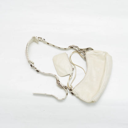 Balenciaga White Leather XS Le Cagole Shoulder Bag