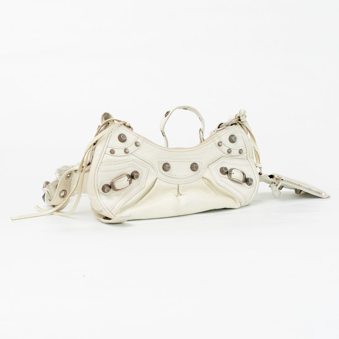 Balenciaga White Leather XS Le Cagole Shoulder Bag