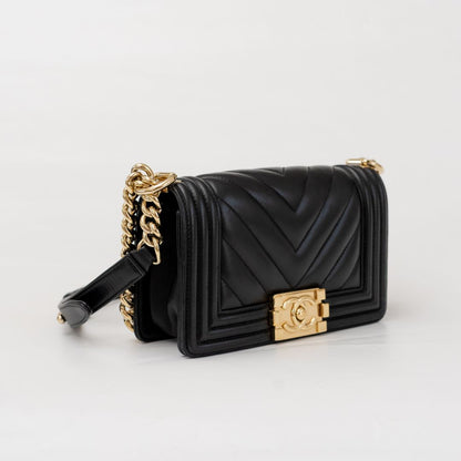 Chanel Small Chevron Black Le Boy Bag
