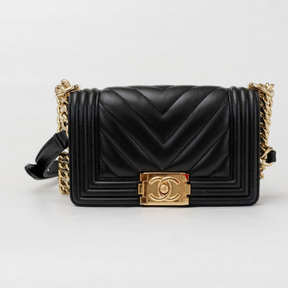 Chanel Small Chevron Black Le Boy Bag