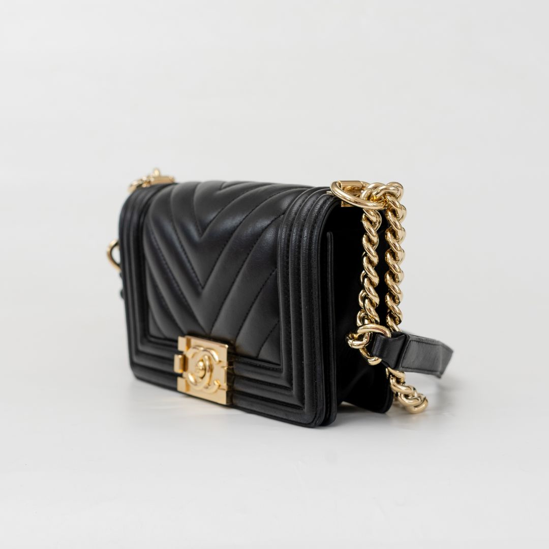 Chanel Small Chevron Black Le Boy Bag