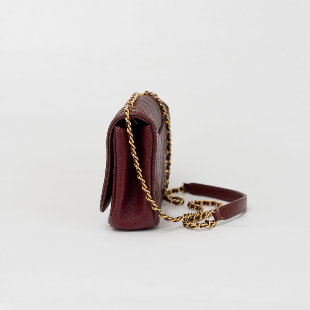 Chanel Burgundy CC Filigree Flap Small