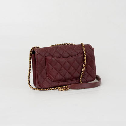 Chanel Burgundy CC Filigree Flap Small