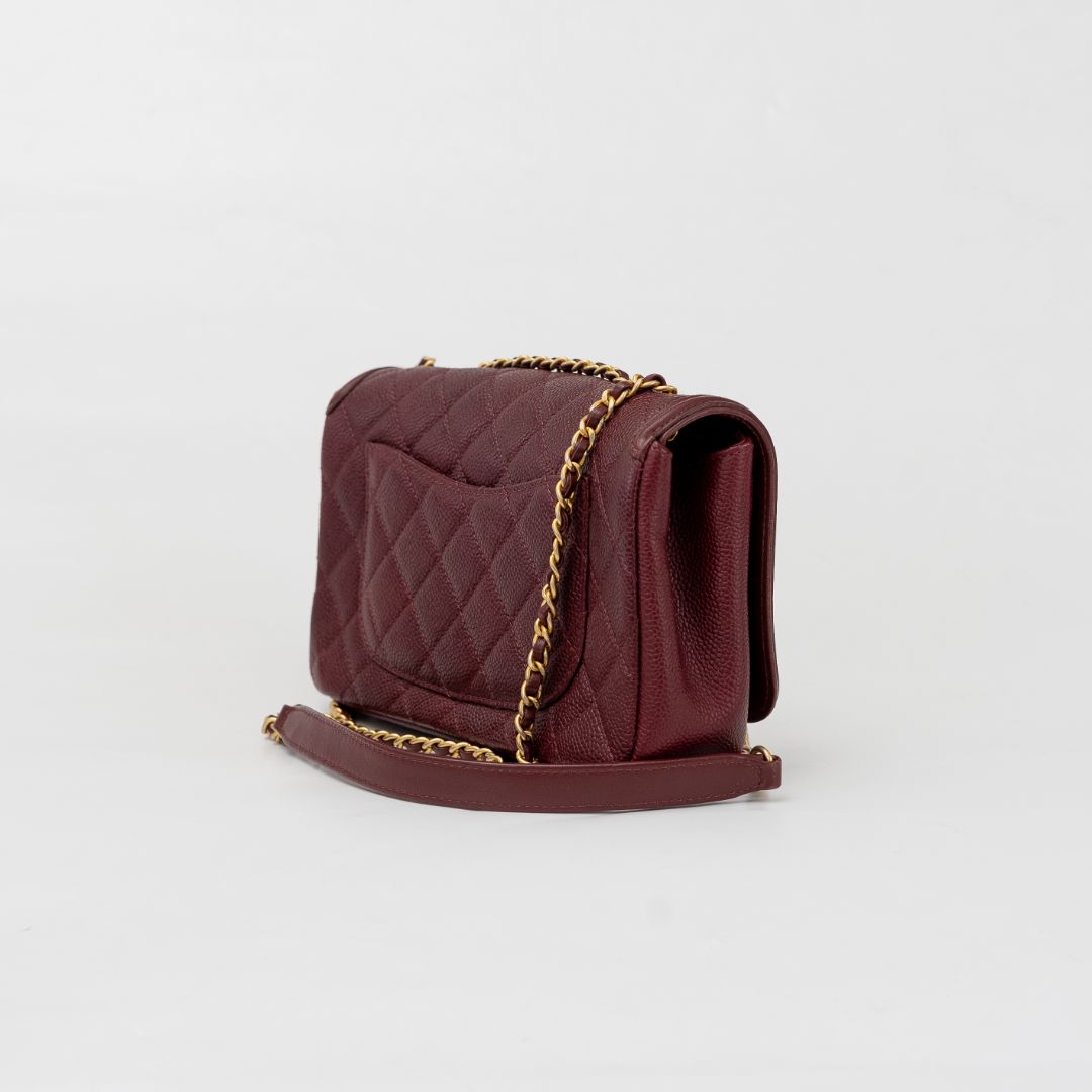 Chanel Burgundy CC Filigree Flap Small