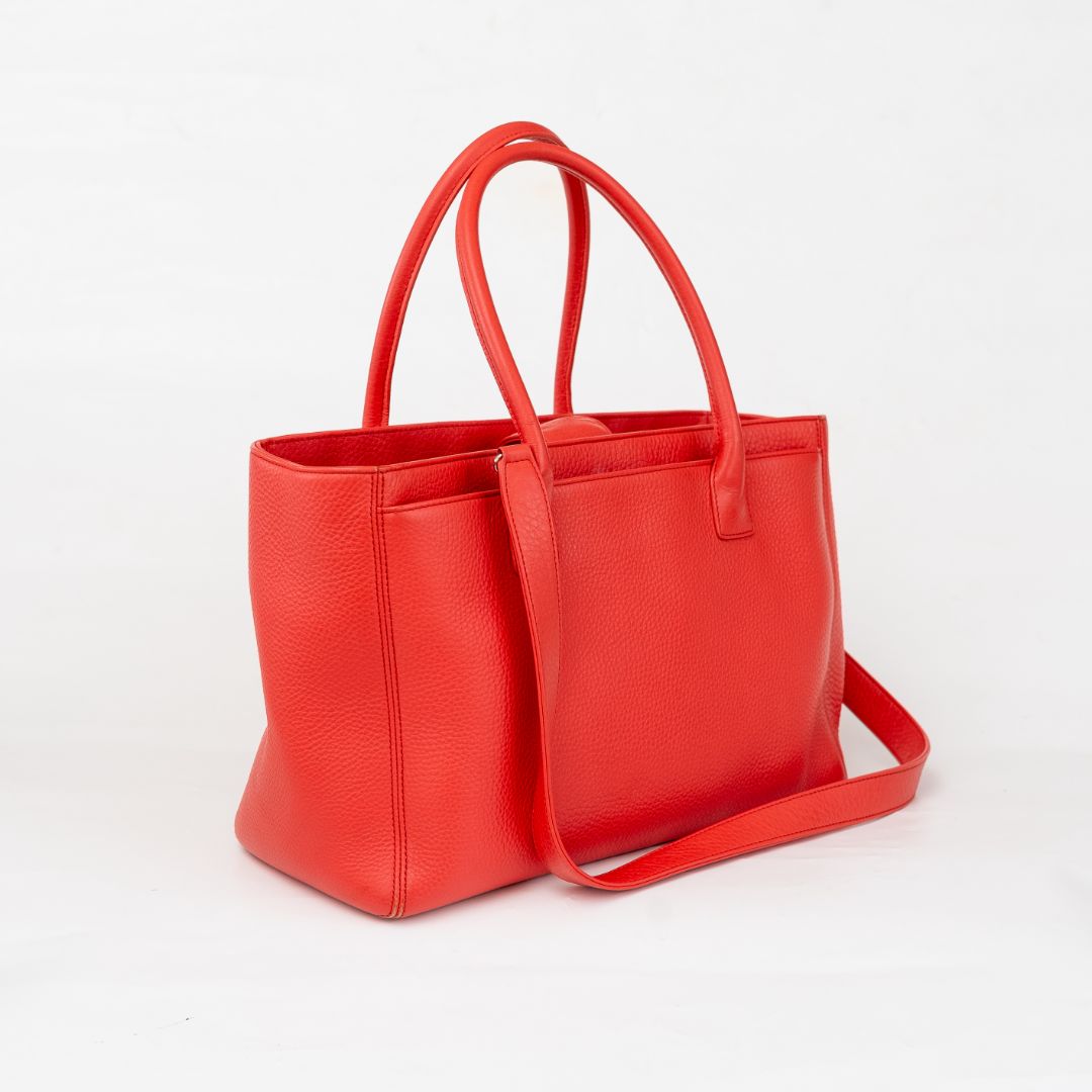 Chanel Pinkish-red Leather Executive Small Bag