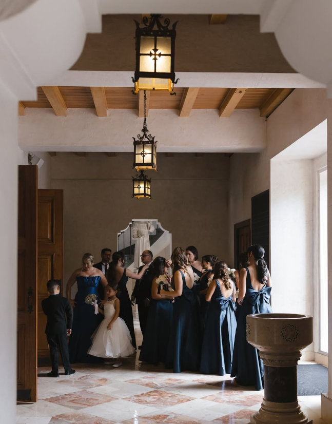 Navy Blue Mermaid V Neck Satin Long Bridesmaid Dress Evening Dress with Bow SH3272