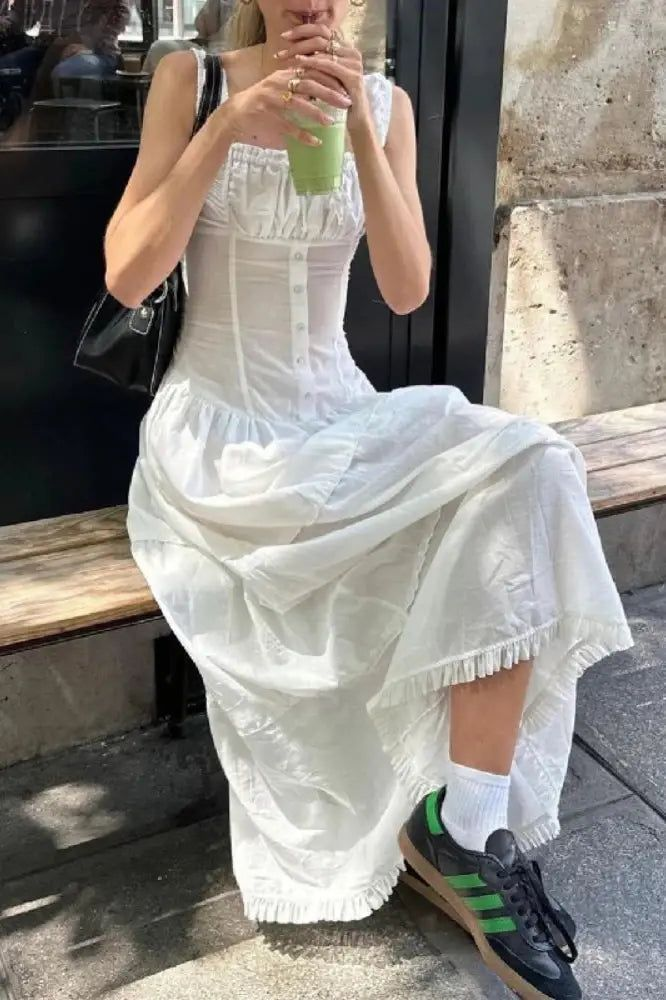 White Sequare Neck A Line Prom Dress Simple Evening Dress SH1315