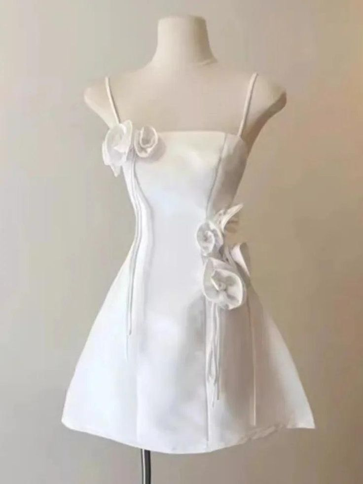 Cute Pink 3D Flower A Line Short Party Dress Homecoming Dress S199