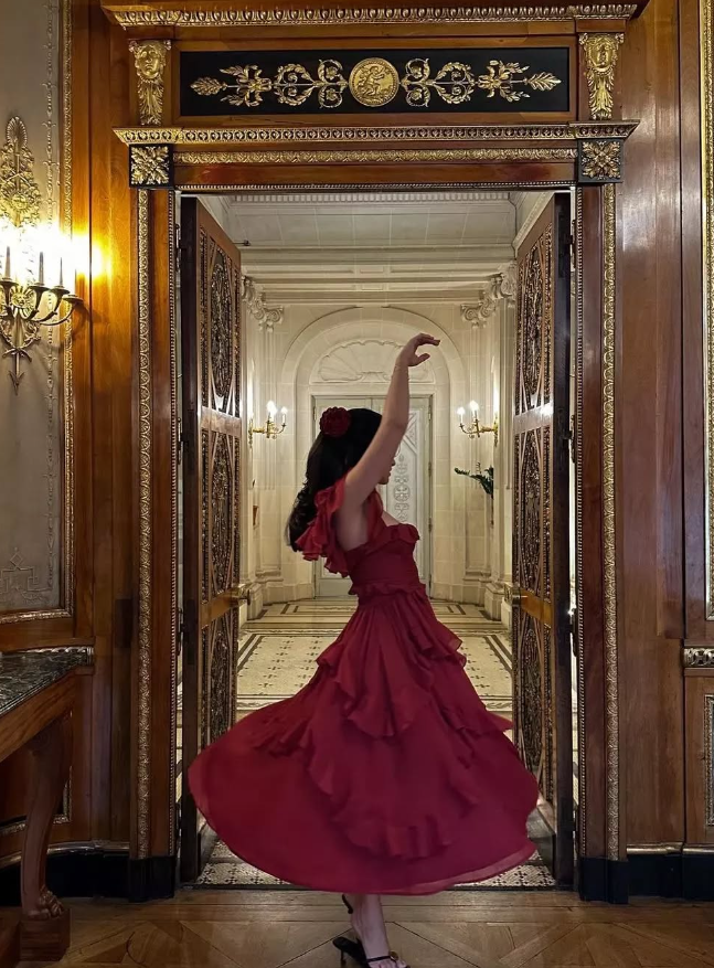 Burgundy A Line Straps Ruffle Chiffon Satin Prom Dress Evening Dress SH2258