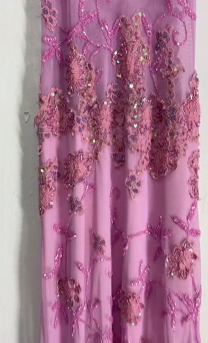 Beautiful A Line Spaghetti Straps Pink Long Prom Dresses Backless Tulle Evening Gowns P2315