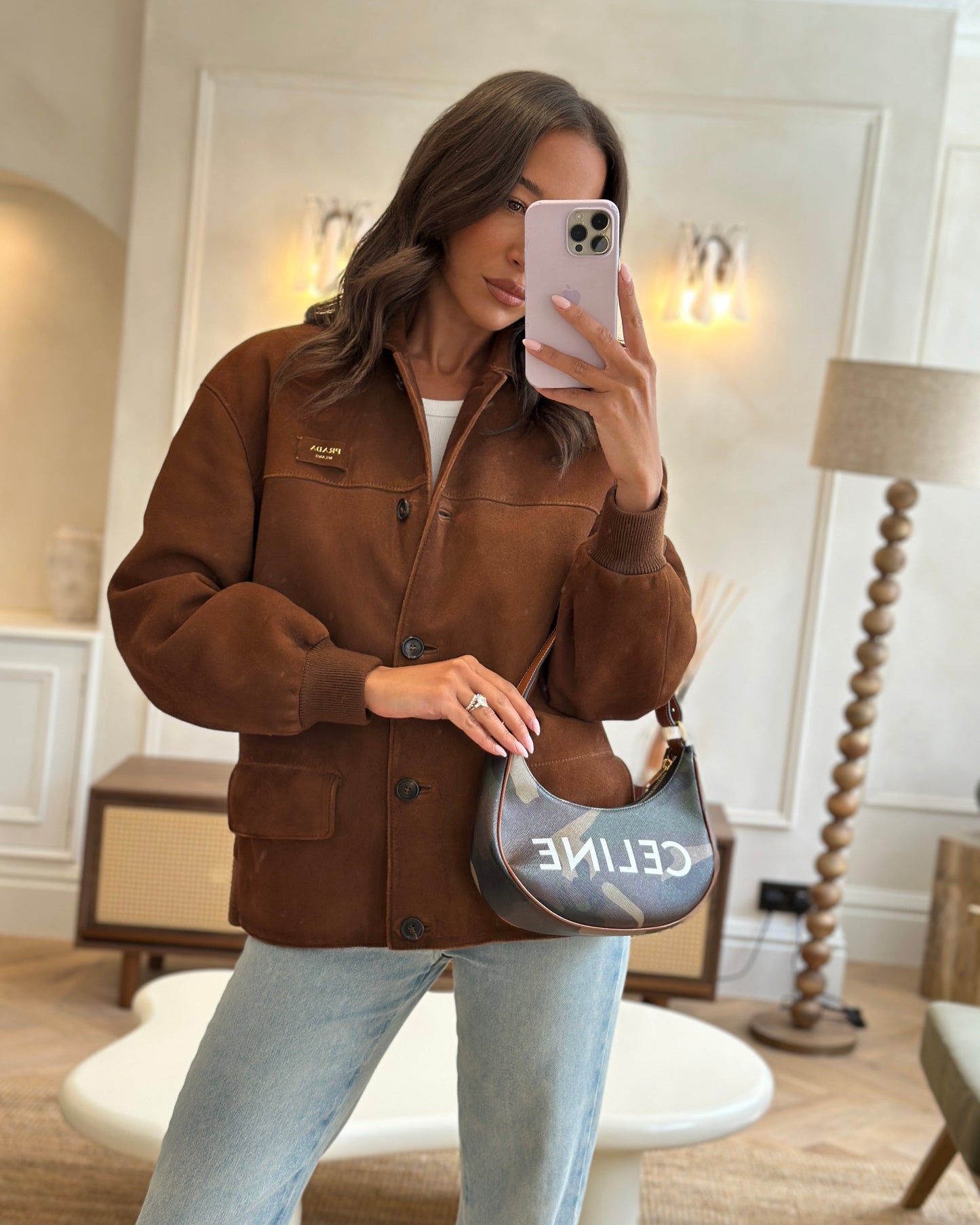 Celine Khaki Camouflage Ava Bag with Gold Hardware Bag