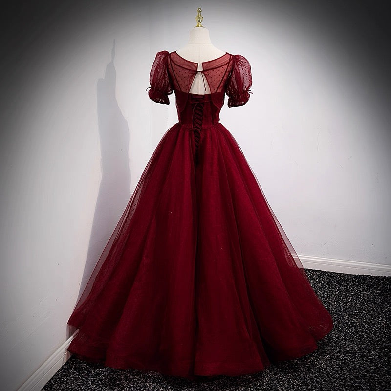 Elegant Ball Gown Spaghetti Straps Burgundy Long Prom Dresses Party Dress Summer 20th Birthday Outfits 18th Birthday Dresses For Teens DH128