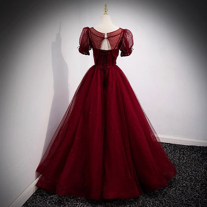 Elegant Ball Gown Spaghetti Straps Burgundy Long Prom Dresses Party Dress Summer 20th Birthday Outfits 18th Birthday Dresses For Teens DH128