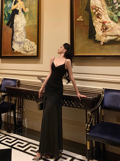 Elegant Mermaid Black Chiffon Sleeveless 21st Birthday Dress Party Gown Birthday Outfits Birthday Dress Ideas For Women DP1288