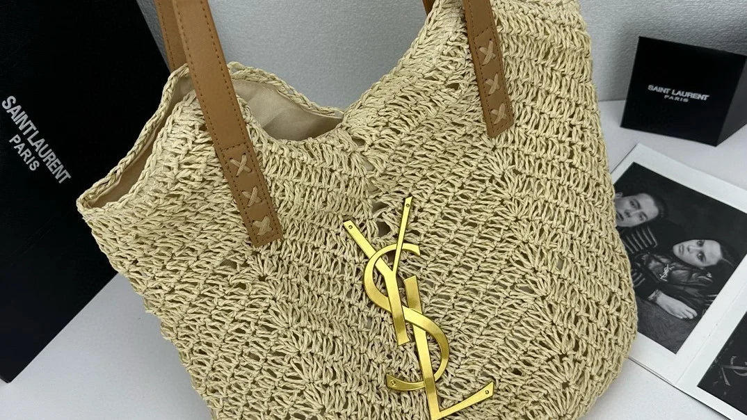 SAINT LAURENT YSL Raffia tote Bag