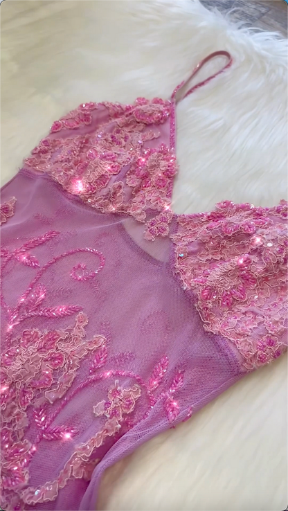 Beautiful A Line Spaghetti Straps Pink Long Prom Dresses Backless Tulle Evening Gowns P2315