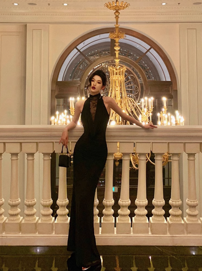 Sexy Mermaid High Neckline Black 18th Birthday Dress Long Party Birthday Outfits For Women For Women DP0178