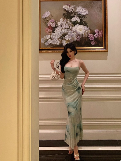 Sexy Mermaid Spaghetti Straps Green 18th Birthday Dress Holiday Party Birthday Outfits For Women DP0174