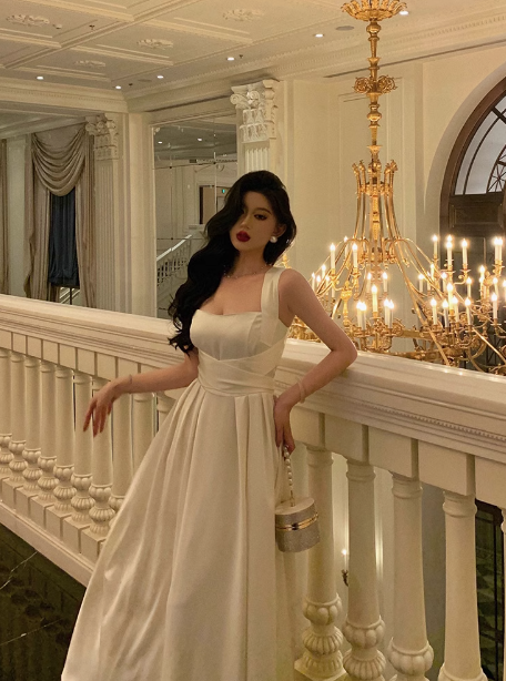 Pretty A Line Square Neckline White 18th Birthday Dress Party Outfits Birthday Outfits For Women DP0171