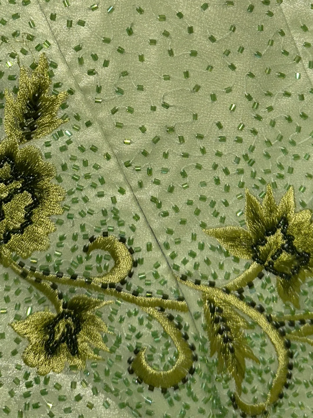 Gentle A Line Strapless Beaded Embroidery Green Organza Satin Long Prom Dress Party Dress SH3044