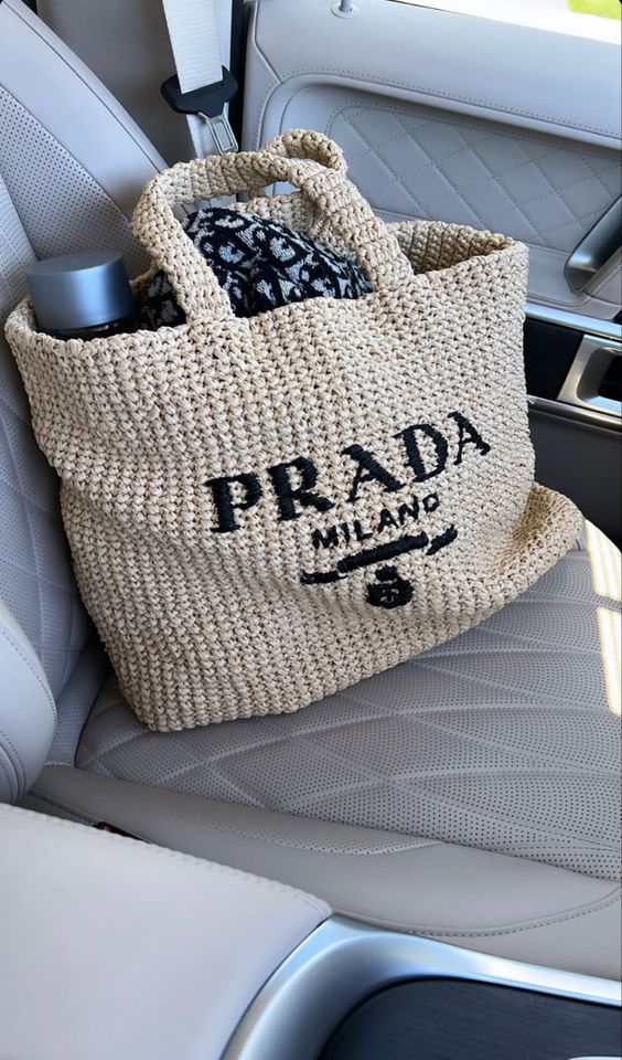 Prada Raffia Bag Handbag Beach Bag for Summer