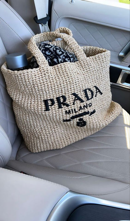 Prada Raffia Bag Handbag Beach Bag for Summer