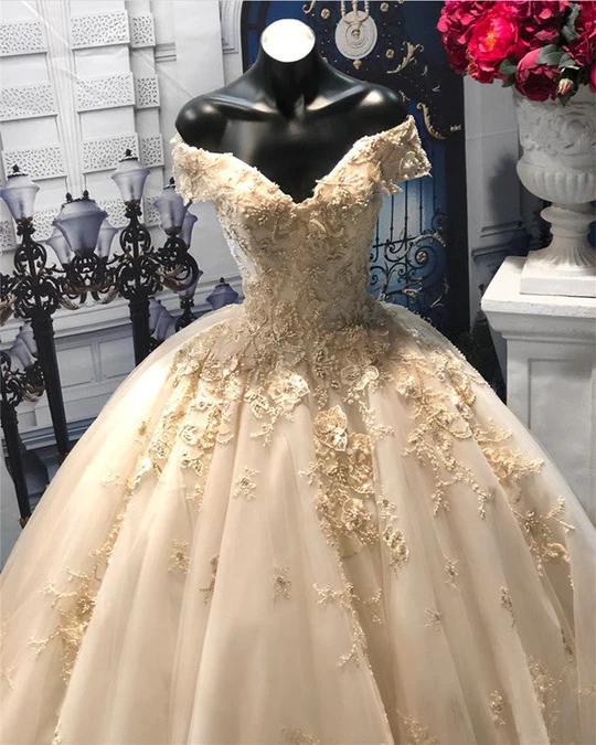 champagne ball gown prom dress Quinceanera Dresses MK0998