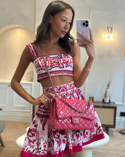 *HOT & FIRE PRICE* Chanel Glossy Raspberry Pink Jumbo Classic Double Flap Bag in Patent Leather with Silver Hardware RRP £9,540