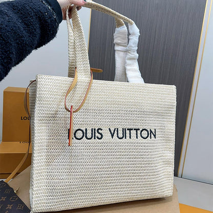 LV Louis Vuitton Raffia Tote Bag NOE PURSE 40x33cm