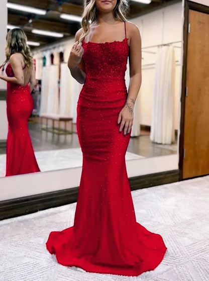 Simple Backless Mermaid Lace Green Long Prom Dress, Green Formal Elegant Evening Dress Wedding Dress ED003