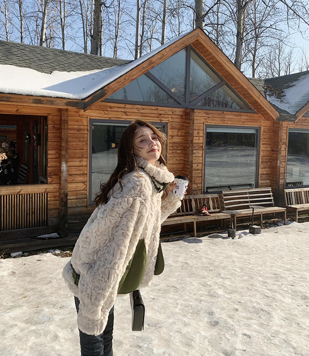 Cute Padded Jacket With Imitation Mink Fur ED0084