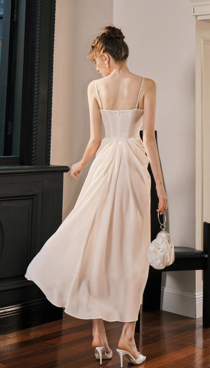 French Satin Pearl Dress Birthday Dress  ED01013