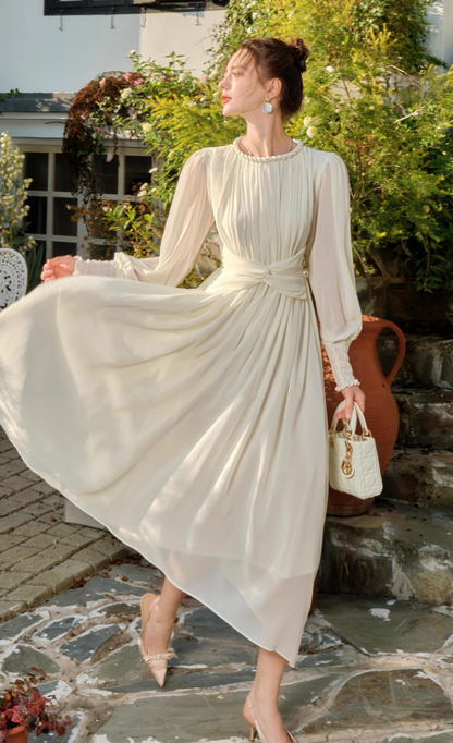 French Twist Chiffon Long Sleeve Dress  ED01014